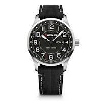 RELOJ ATTITUDE, CORREA DE CAUCHO COLOR NEGRO, DIAL NEGRO,WENGER